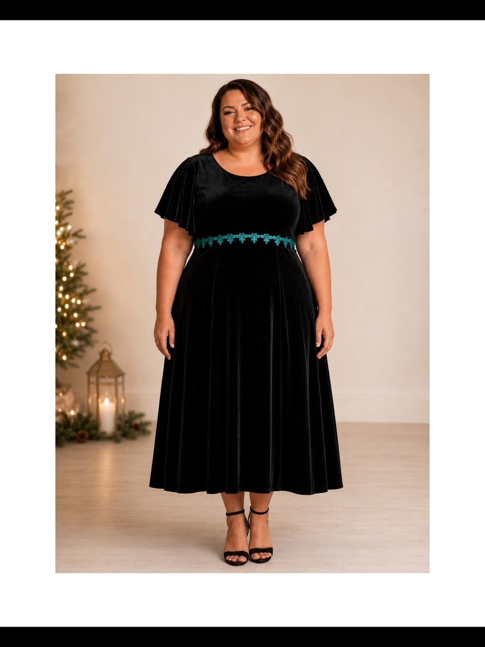 Vintage 90s SEARS Green Velvet A-line Dress Deadstock NWT 22W